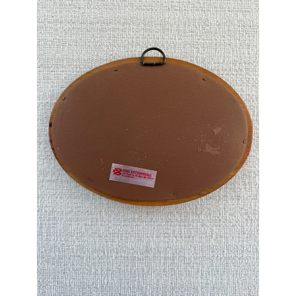 Vintage‎ Fish Enterprises Christian Wood Oval Wall Plaque 